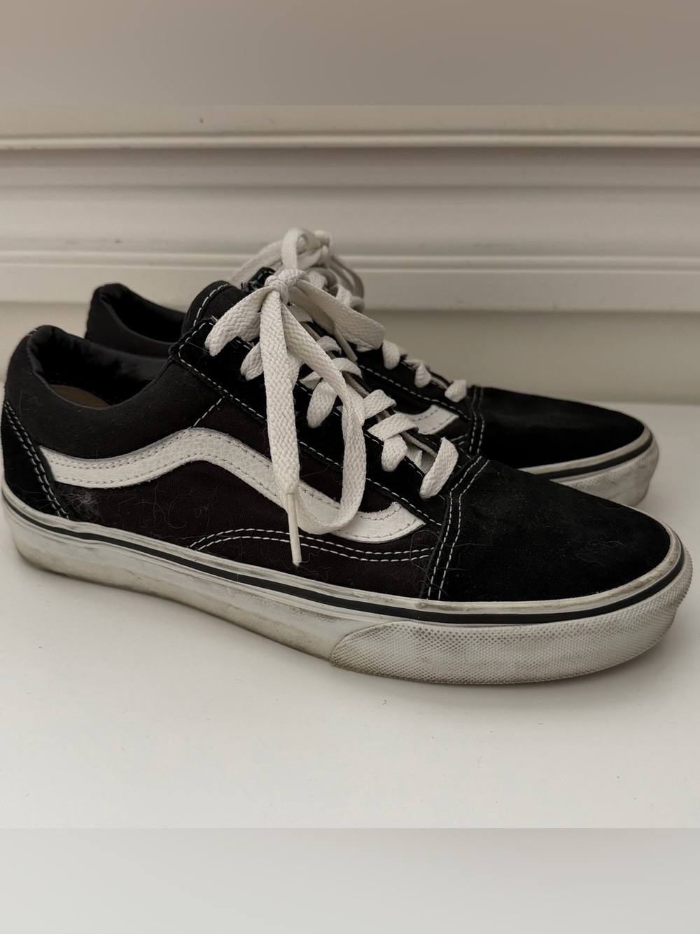 Vans Black and White Old Skool Low-Top Sneakers